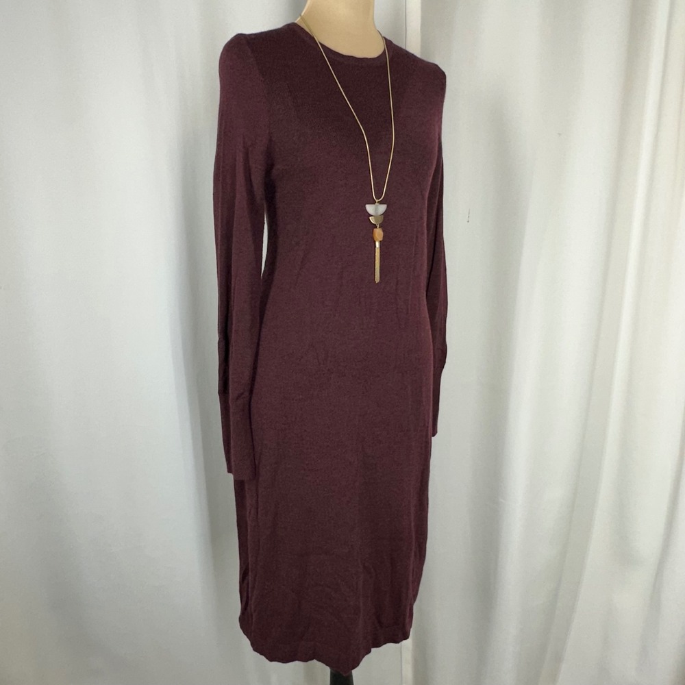 Banana Republic Women's M Burgundy Long Sleeve Midi Sweater Dress Crewneck READ